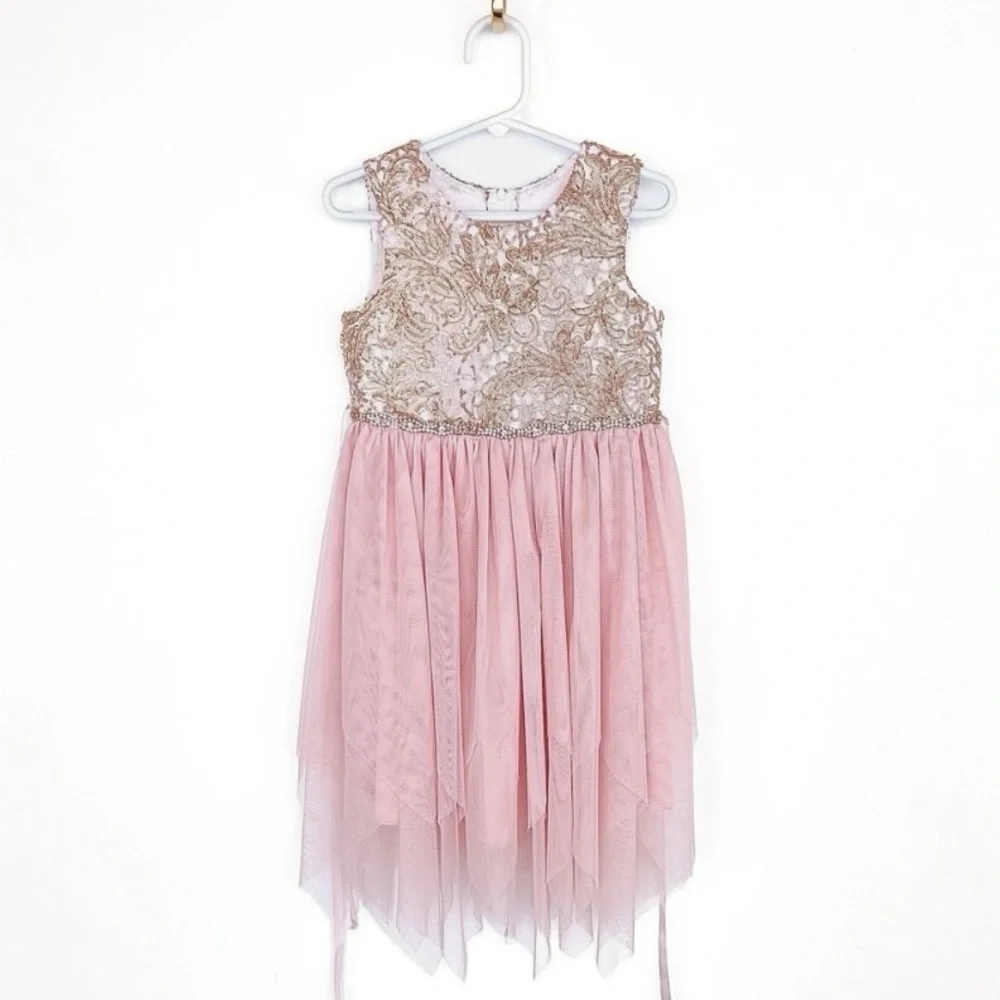 SALE 🛍️ Pink & gold Rare Editions festive formal dress Kids size 5